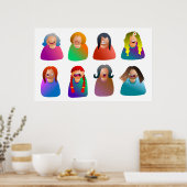 Vrouw Emoticons Poster (Keuken)