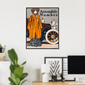 Vrouw en auto poster (Thuiskantoor)