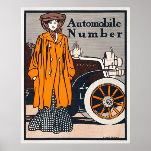 Vrouw en auto poster