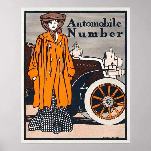 Vrouw en auto poster (Voorkant)