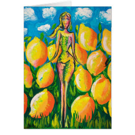 Vrouw en citroenen leeg in Wenskaart