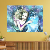Vrouw en Dolfijn Vrienden Canvas Print - Schilderi (Insitu (Woonkamer))