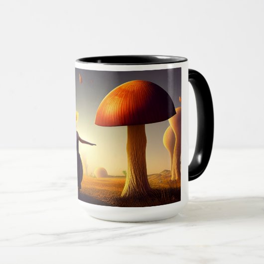Vrouw en een enorme paddenstoel mok (Voorkant rechts)