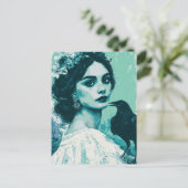 Vrouw en een raaf briefkaart (Staand voorkant)