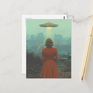 Vrouw en een UFO Briefkaart