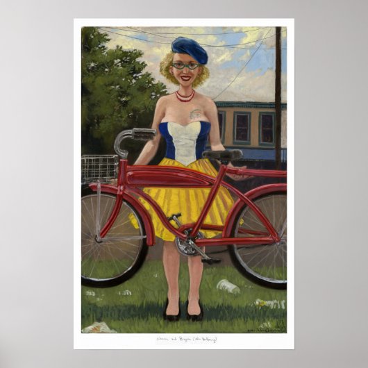 Vrouw en fiets (na De Kooning) Poster (Voorkant)