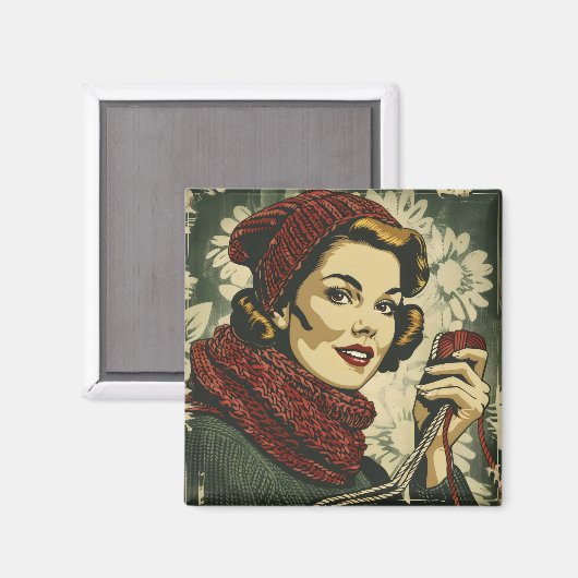 Vrouw en garen  magneet (Voorkant / Achterkant)
