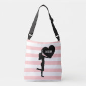Vrouw en hartzwart silhouet op roze en wit crossbody tas (Voorkant)