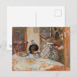 Vrouw en hond aan tafel Paul Bonnard Briefkaart