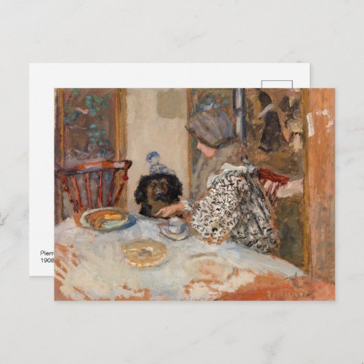 Vrouw en hond aan tafel | Paul Bonnard | Briefkaart (Voorkant / Achterkant)