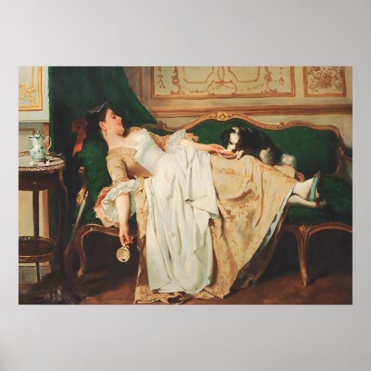 Vrouw en Hond Portretkunst Poster (Voorkant)