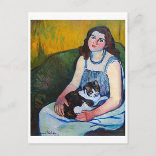 Vrouw en Kat, Suzanne Valadon Briefkaart