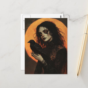 Vrouw en Kraai Horror Briefkaart