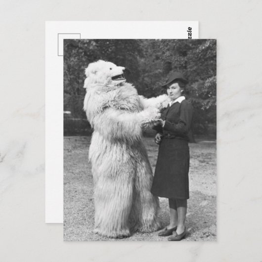 vrouw en Man in een Beer Suit Briefkaart (Voorkant / Achterkant)