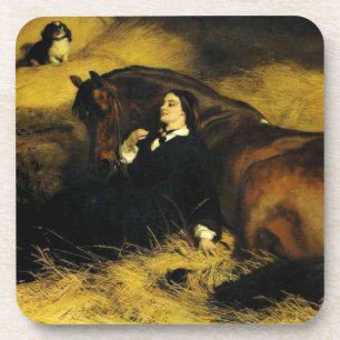 Vrouw en paarden bier onderzetter