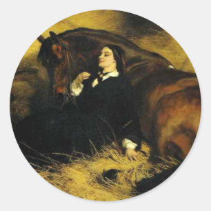 Vrouw en paarden ronde sticker
