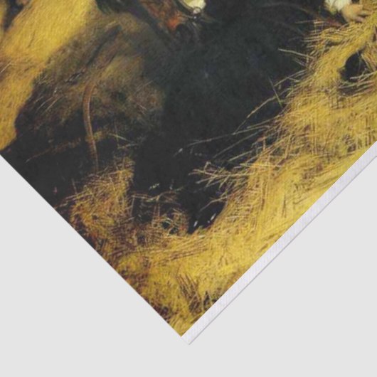 Vrouw en paarden tissuepapier (Detail)