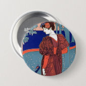 vrouw en pacock ronde button 7,6 cm (Voorkant /achterkant)