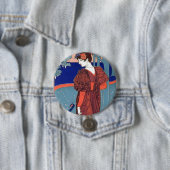 vrouw en pacock ronde button 7,6 cm (In situ)