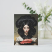  vrouw en rauw vlees briefkaart (Staand voorkant)