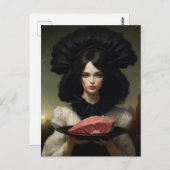 vrouw en rauw vlees briefkaart (Voorkant / Achterkant)