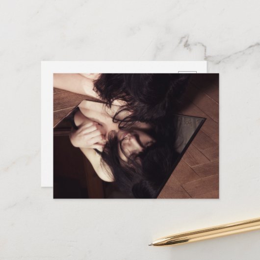 Vrouw en spiegel briefkaart (Voorkant / Achterkant in situ)