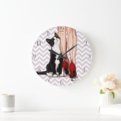 Vrouw en Tuxedo Cat Grote Klok (Huis)