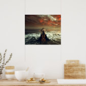 Vrouw en Violin in de oceaan Poster (Keuken)