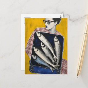 Vrouw en Vis Briefkaart