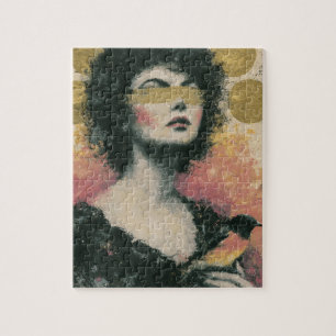 Vrouw en Vogel Mixed Media Collage Legpuzzel