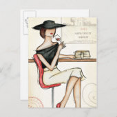 Vrouw en wijnglas briefkaart (Voorkant / Achterkant)