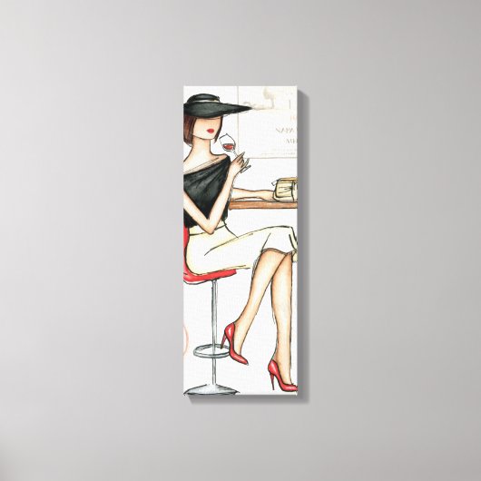 Vrouw en wijnglas canvas afdruk (Voorkant)