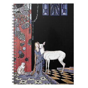Vrouw en Witte Fawn Magic Witch Art Notitieboek