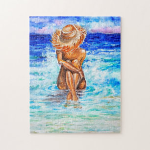 Vrouw en Zee Puzle Painting Legpuzzel