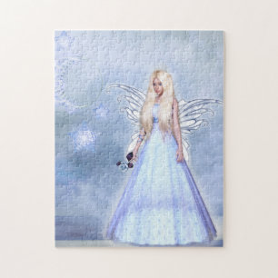 Vrouw engel in blauw legpuzzel