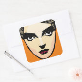 Vrouw Face Vierkante Sticker (Envelop)