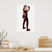 Vrouw Fantasy in het rood Poster (Keuken)