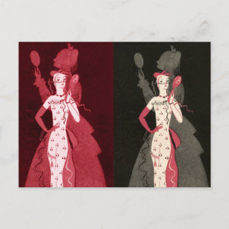 vrouw Fashionista Black Pink Dress Graphic Briefkaart