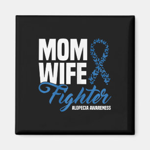 Vrouw Fighter Blue Ribbon Alopecia Awareness Magneet