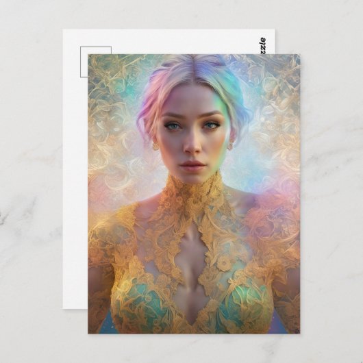 Vrouw Figuur in Pastel Kant Briefkaart (Voorkant / Achterkant)