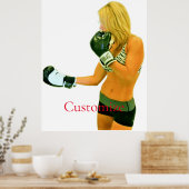 Vrouw Fitness Model boxing Thunder_Cove Poster (Keuken)