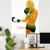 Vrouw Fitness Model boxing Thunder_Cove Poster (Thuiskantoor)