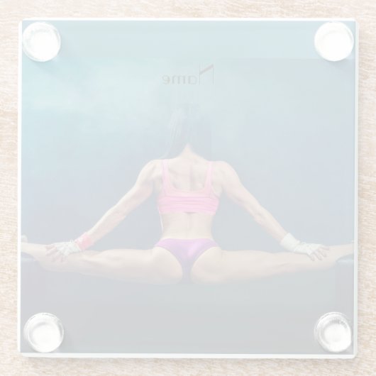 Vrouw fitness Model Split Thunder_Cove Glazen Onderzetter (Achterkant)