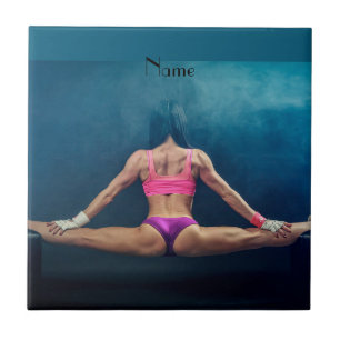 Vrouw fitness Model Split Thunder_Cove Tegeltje