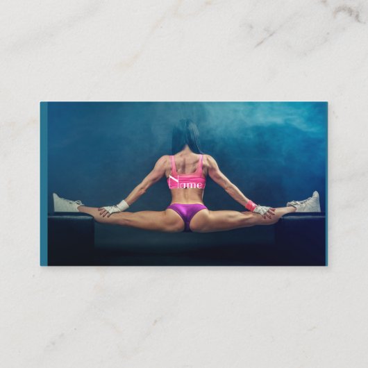 Vrouw fitness Model Split Thunder_Cove Visitekaartje (Achterkant)