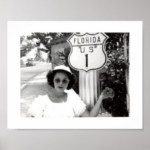 Vrouw Florida Rte. 1 Wegwijzer  Poster