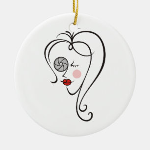 Vrouw fotograaf keramisch ornament