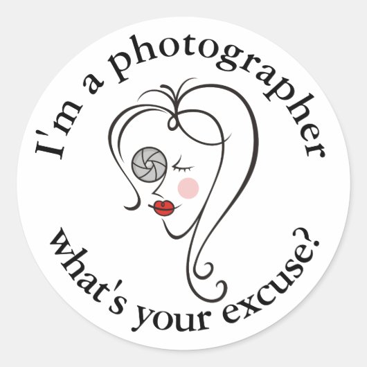 Vrouw fotograaf ronde sticker (Voorkant)