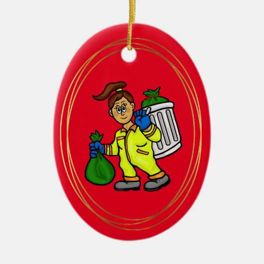 Vrouw Garage Collector kerstversiering Keramisch Ornament (Voorkant)