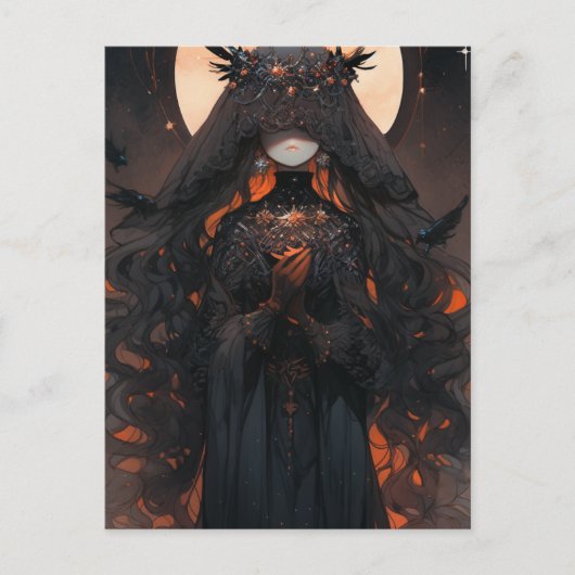 Vrouw Gekleed in Zwart Briefkaart (Voorkant)